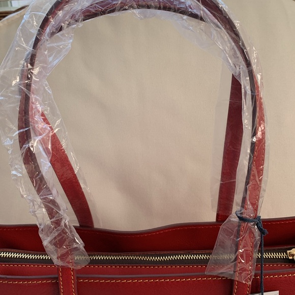 NWT Italian FLORENTINE Leather Dooney & Bourke Large Red Tote - Picture 8 of 12